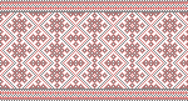 Seamless pattern of Ukrainian ornament in ethnic style identity vyshyvanka embroidery vector