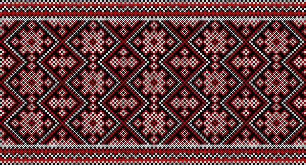 Бесшовный рисунок украинского орнамента в этническом стиле идентичность вышиванка вышивка вектор