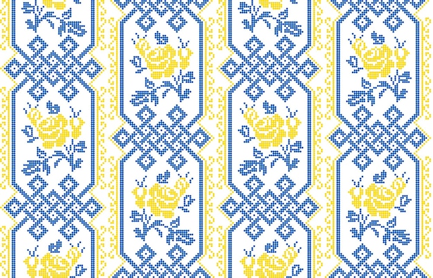 Seamless pattern of Ukrainian ornament in ethnic style identity vyshyvanka embroidery