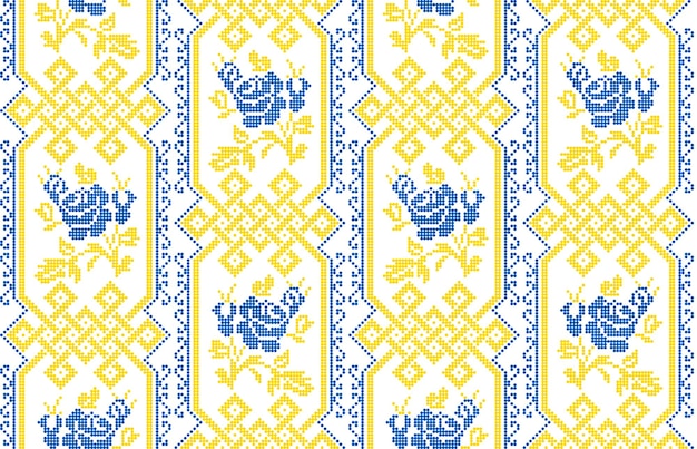 Seamless pattern of Ukrainian ornament in ethnic style identity vyshyvanka embroidery