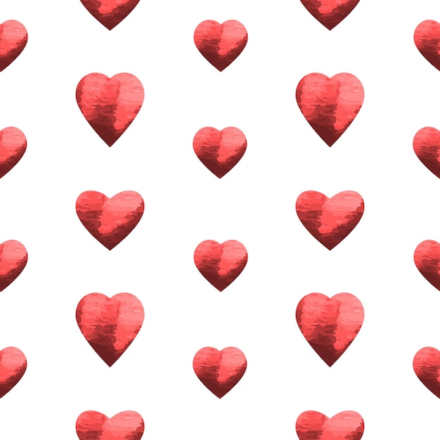 Seamless pattern for Valentine's Day Cute hearts with watercolor texture For printing on fabric paper Creating a festive interior Vector illustration