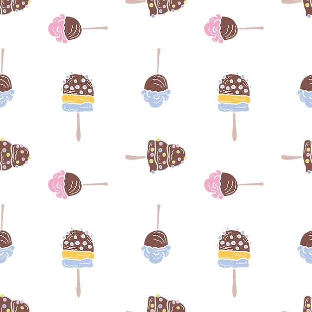 Seamless pattern of various colorful chocolate ice cream