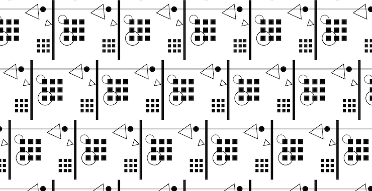 Vector seamless pattern, various geometric shapes on a white background - vector illustration