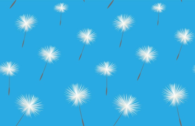 Vector seamless pattern vector dandelion with flying seeds