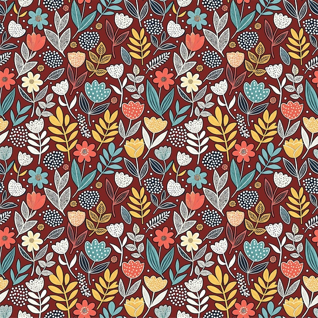 seamless pattern vector designs of colorful flowers for decorative background print for fabric