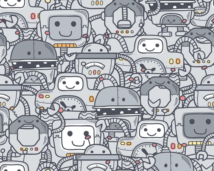 Vector seamless pattern vector of funny robot cartoon