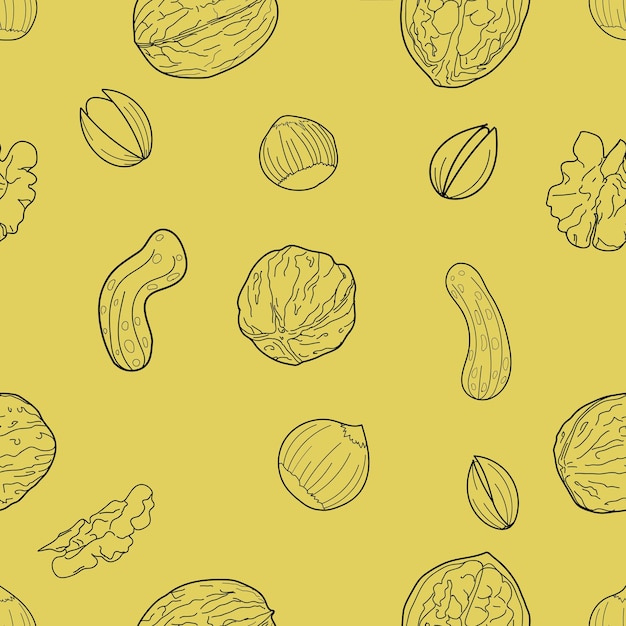 Vector seamless pattern vector graphics a set of nuts