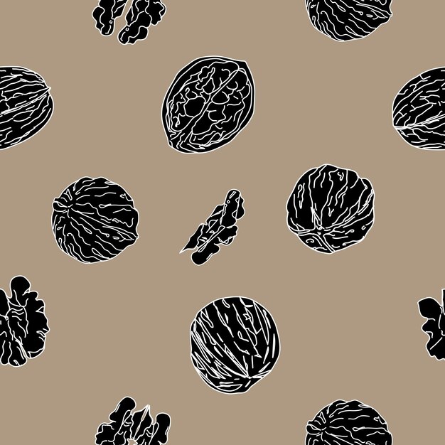 Seamless pattern. Vector graphics. A set of nuts.