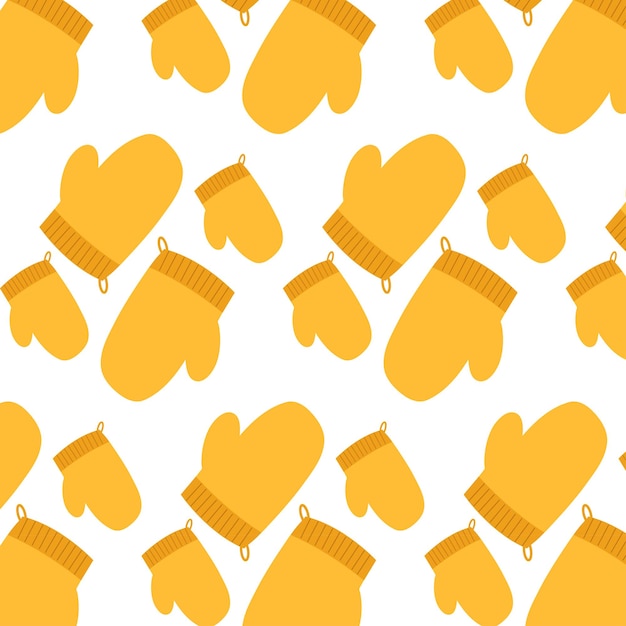 Бесшовный узор Векторная иллюстрация прихватки для любого дизайна Плоская иконка желтой кухонной перчатки на белом фоне