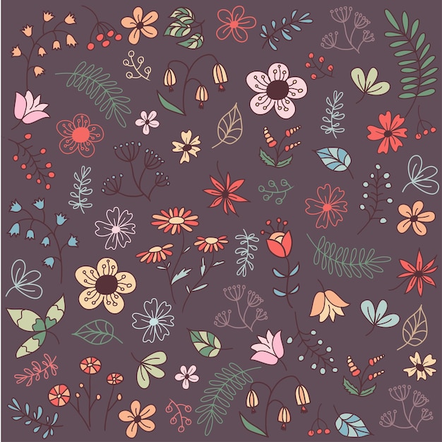 Vector seamless pattern, vector image of flowers and leaves. elegant pastel colors