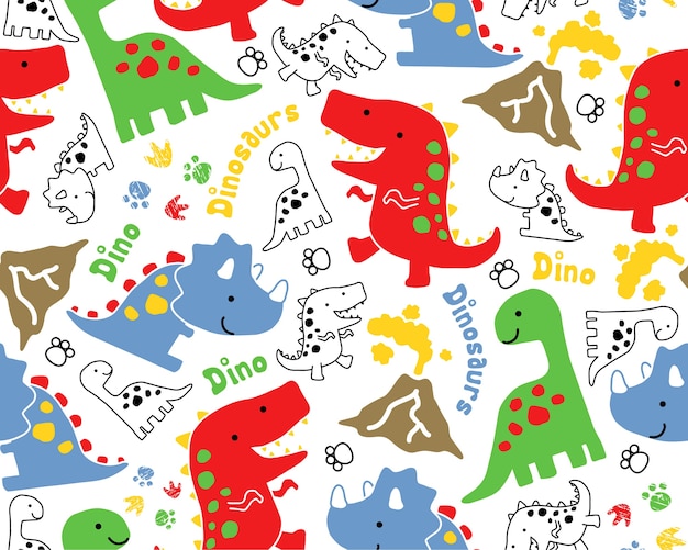 Seamless pattern vector with dinosaurs cartoon