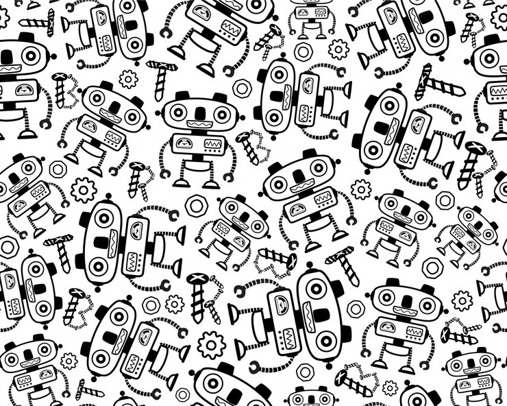 Vector seamless pattern vector with robot cartoon