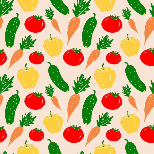 Seamless pattern of vegetables. Vector