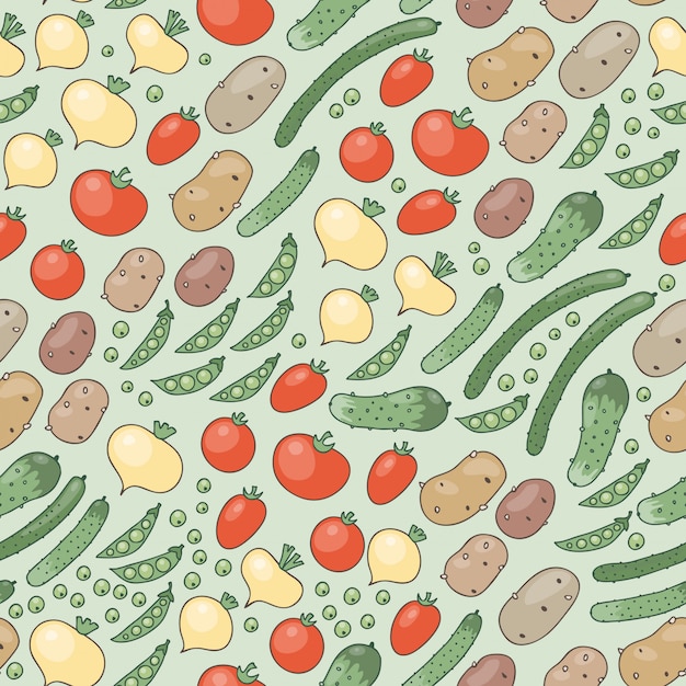 Seamless pattern of vegetables. 