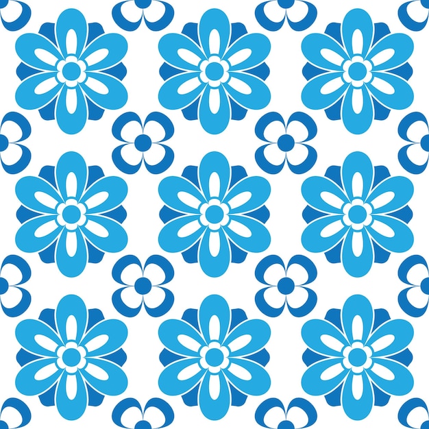 Seamless pattern vintage ceramic tile design with floral