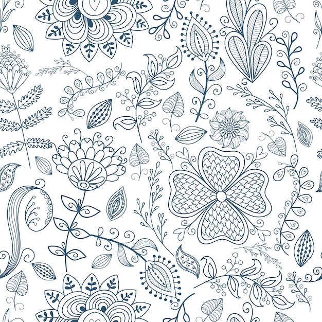 Seamless pattern in vintage style. Flowers romantic design.