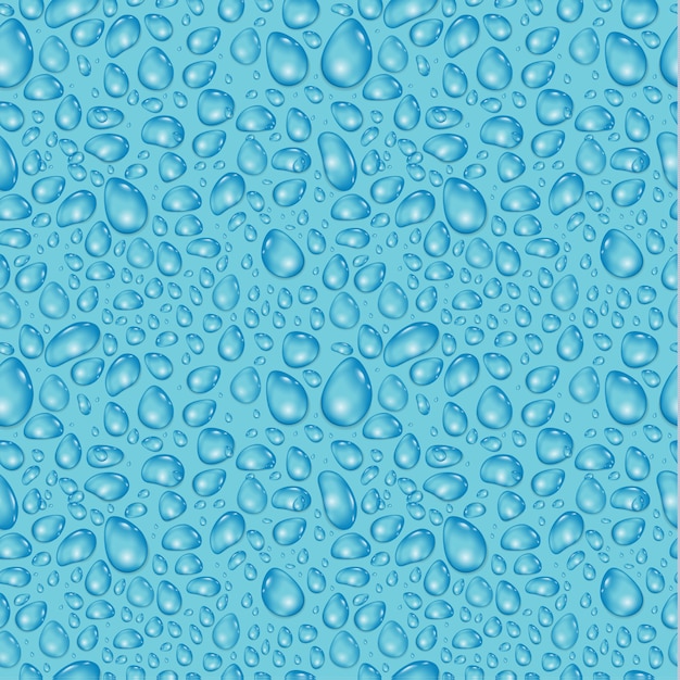 seamless pattern of water drops on blue.