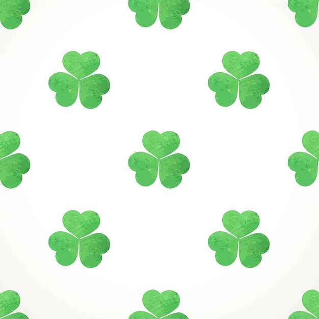 Seamless pattern of watercolor clover on St Patrick's Day