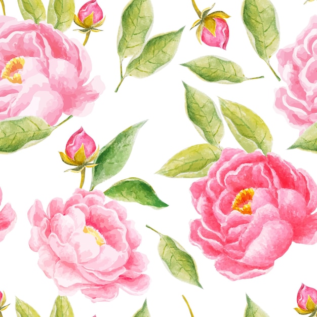 Seamless pattern watercolor flower