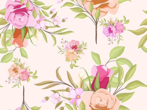 Seamless Pattern of watercolor flowers