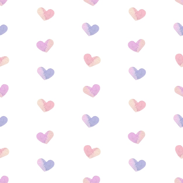 Seamless pattern watercolor hearts in abstract style