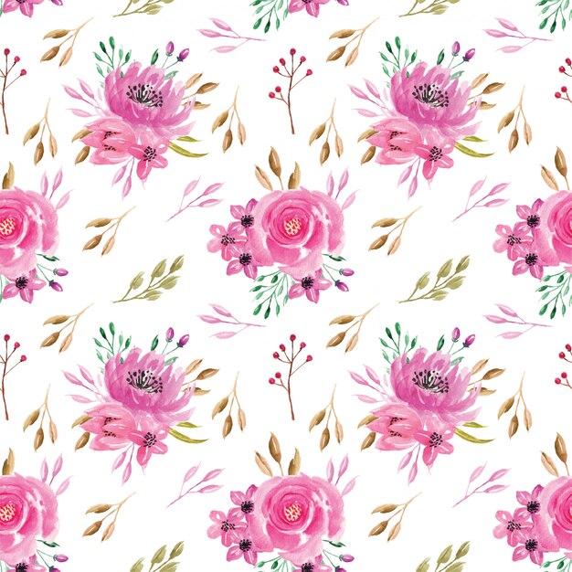 seamless pattern watercolor rose pink