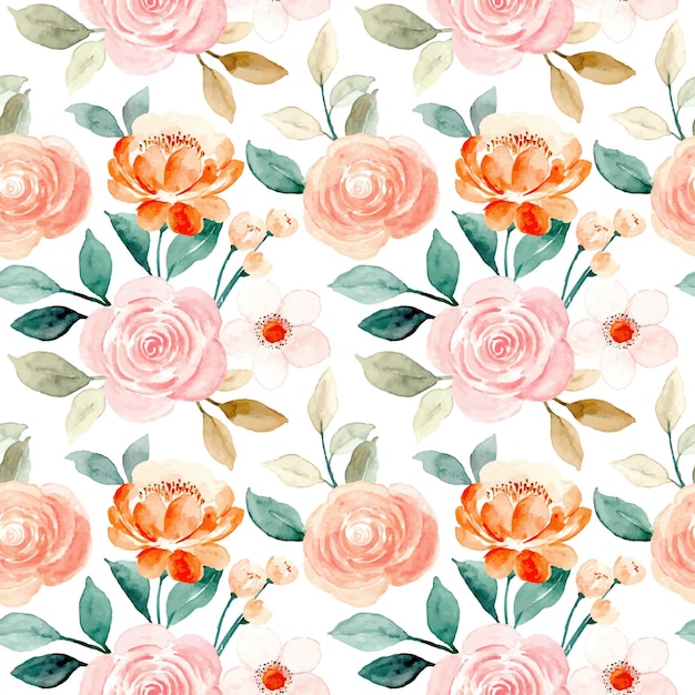 Seamless pattern of watercolor roses