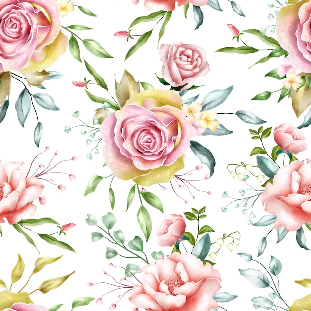 seamless pattern watercolour flowers