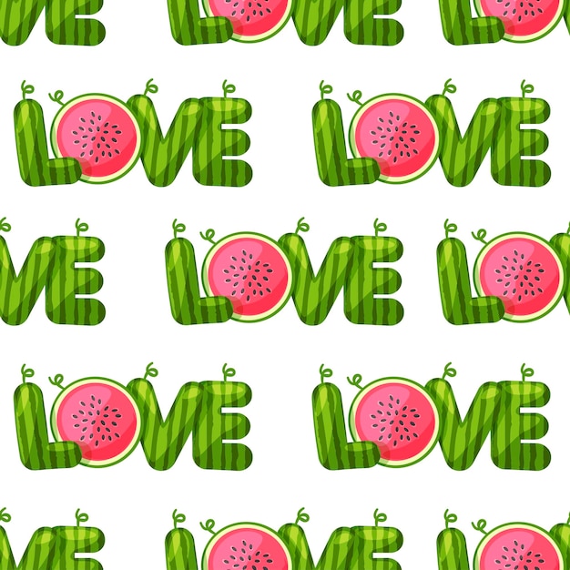 Vector seamless pattern watermelon love vector summer background