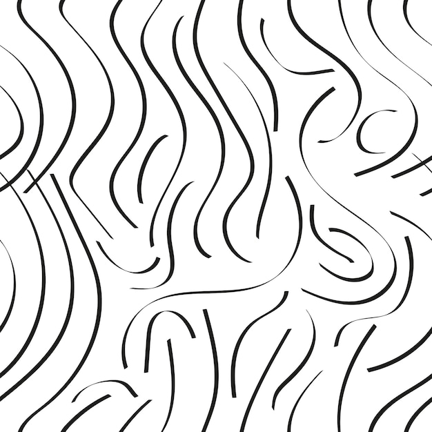 Vector seamless pattern of wavy lines black and white abstract background