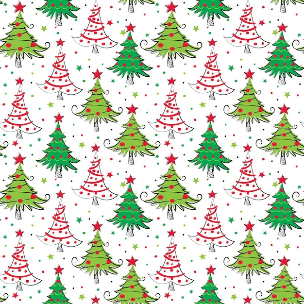 Seamless Pattern of Whimsical Christmas tree-Christmas tree Vector design