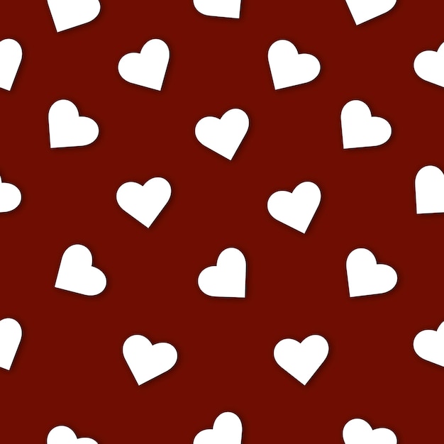 Seamless pattern of white hearts on a red background