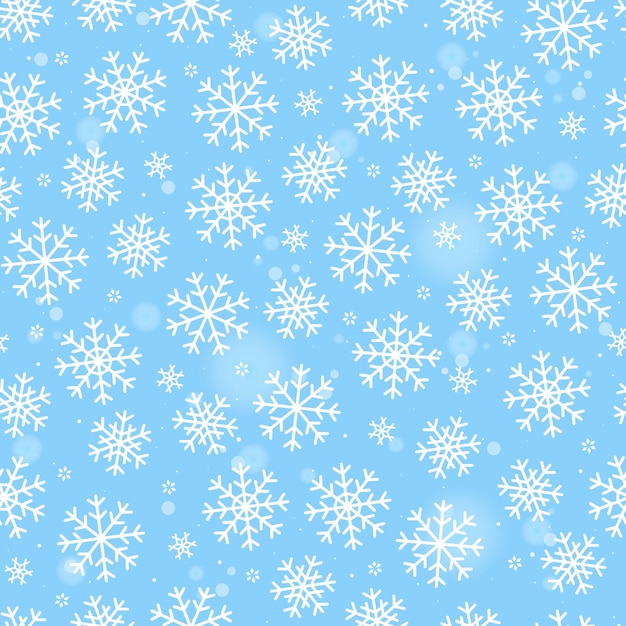 Seamless pattern white snowflakes on blue background Happy New Year