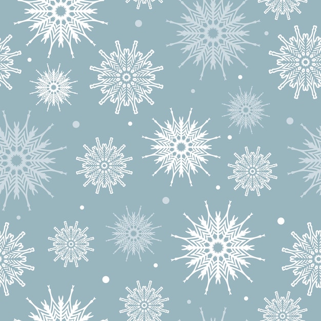 Seamless pattern of white snowflakes
