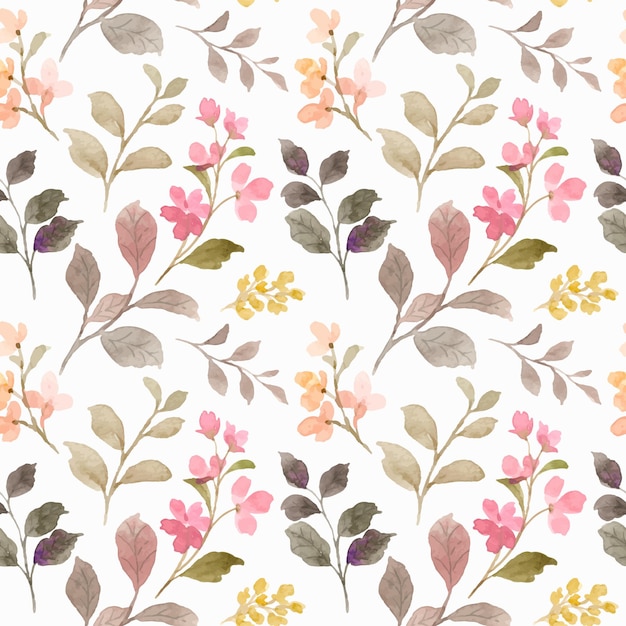 Seamless pattern of wild floral watercolor