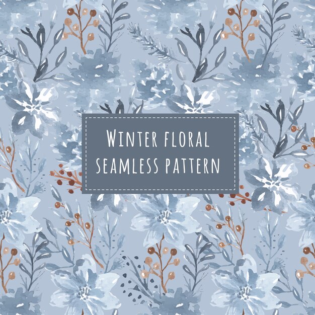 Vector seamless pattern of winter floral watercolor
