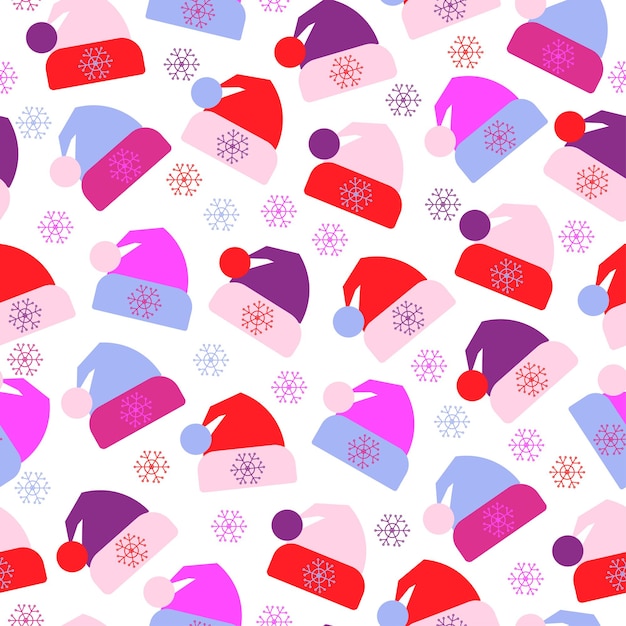 Vector seamless pattern of winter hats