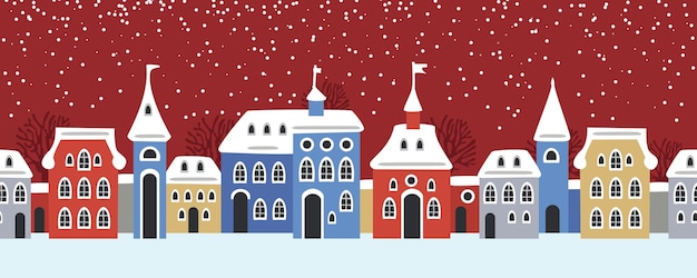 クリスマスと新年を祝うシームレスな冬の風景