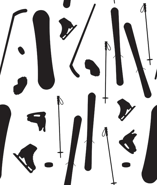 Seamless pattern of winter sport equipment