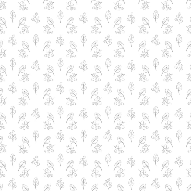 Seamless pattern with 2 palm leaves Doodle black and white vector illustration