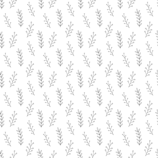 Seamless pattern with 3 branch abstract Cartoon black and white vector illustration