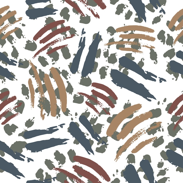 Seamless pattern with abstract colorful shapes in grunge style Spots splashes and stripes