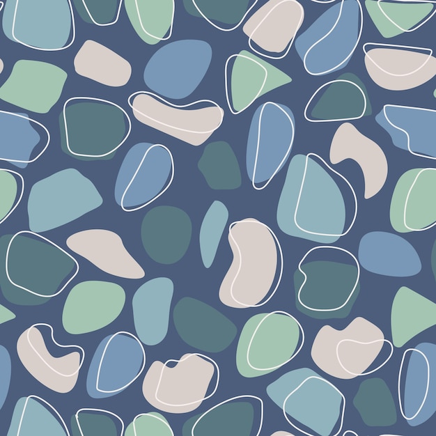 Seamless pattern with an abstract composition of simple shapes