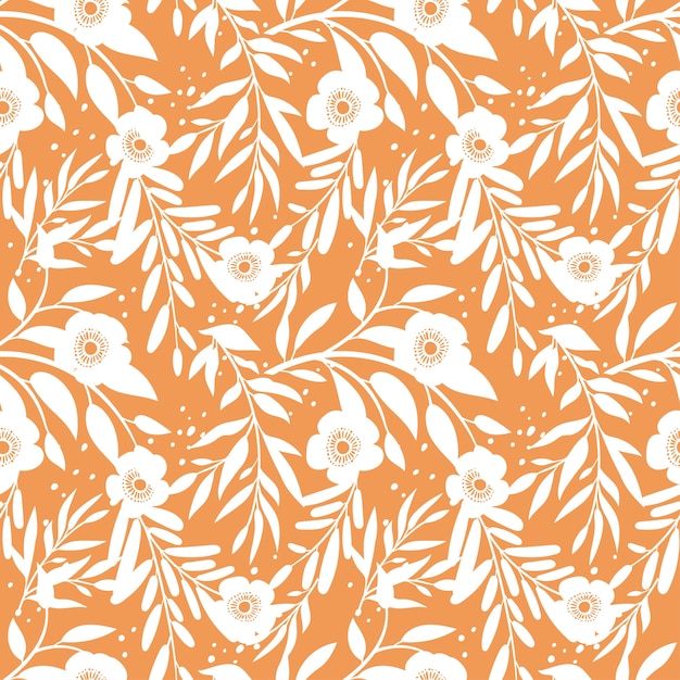 Seamless pattern with abstract flowers and leaves