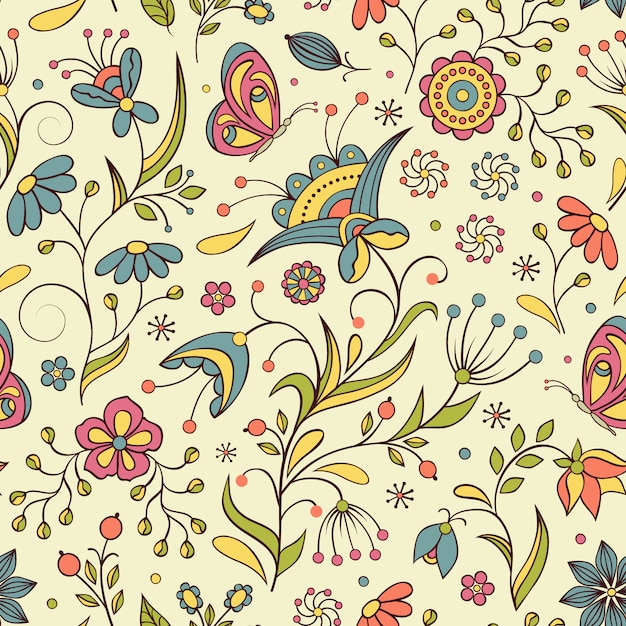  seamless pattern with abstract flowers