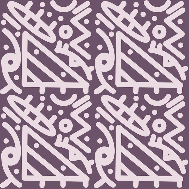 Бесшовный узор с абстрактными геометрическими элементами, нарисованными вручную в стиле каракулей