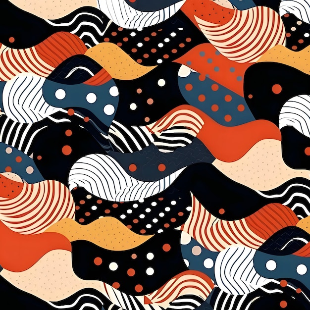 Vector seamless pattern with abstract hand drawn waves vector illustration