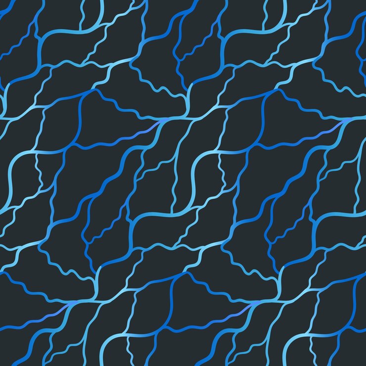 Vector seamless pattern with abstract irregular blue grid
