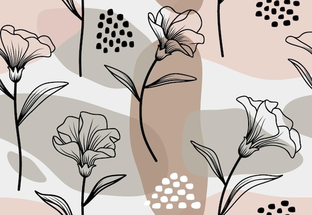 Seamless pattern with abstract leave and flower.