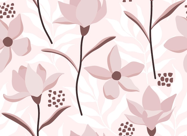 Seamless pattern with abstract leave and flower.